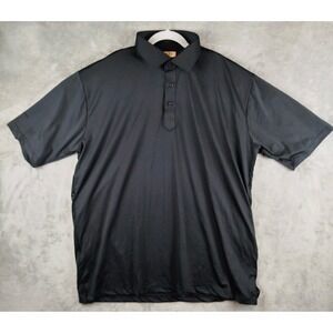 NWOT Collars and Co Featherweight Polo Mens 2XL Black Solid Dress Short Sleeve